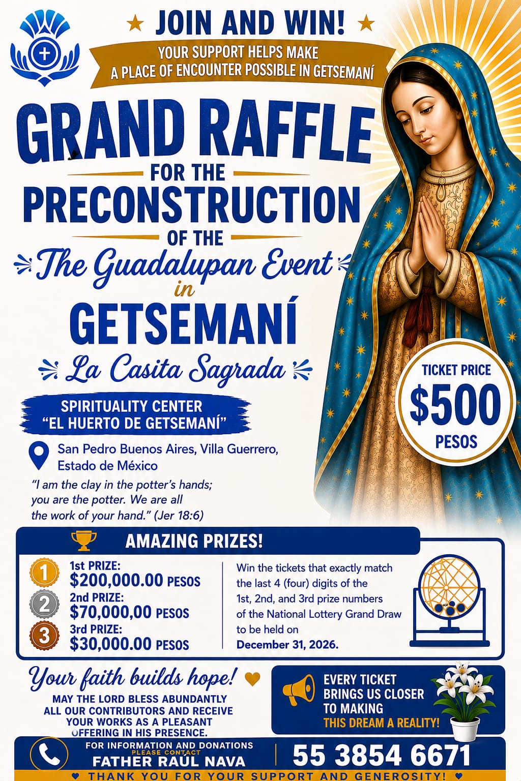Grand Raffle for the Construction of the Guadalupe Shrine in Getsemaní